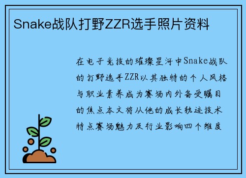 Snake战队打野ZZR选手照片资料